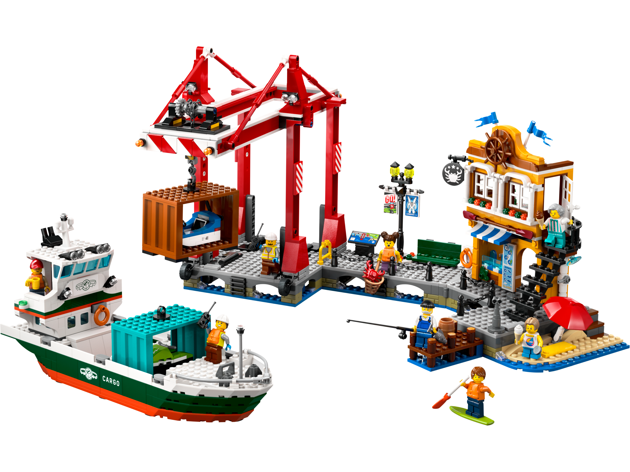 Seaside Harbor with Cargo Ship