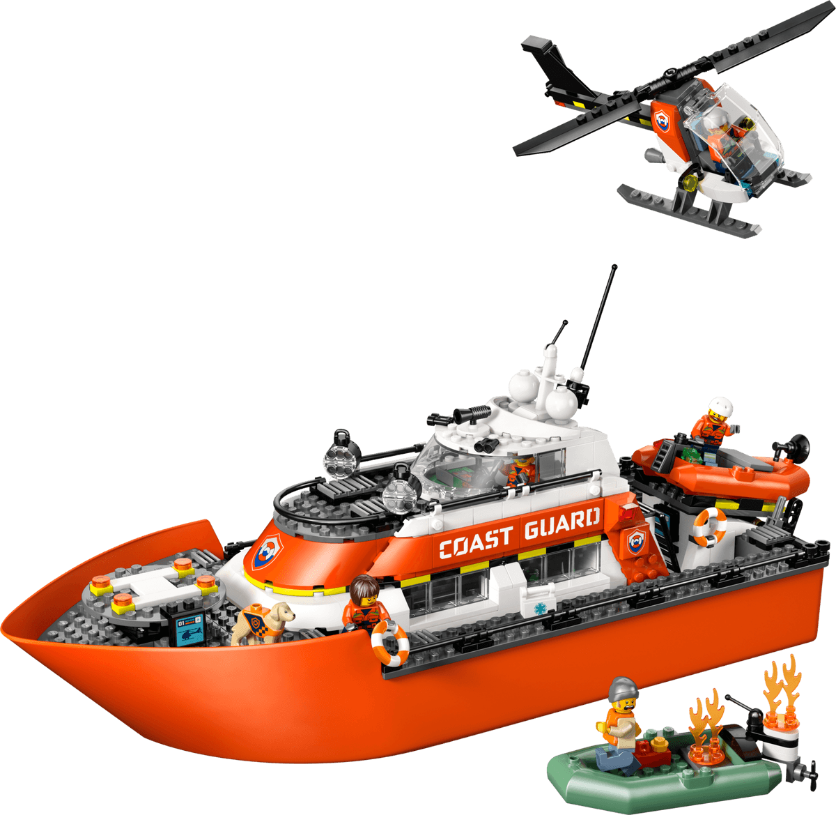 Coast Guard Rescue Boat & Helicopter